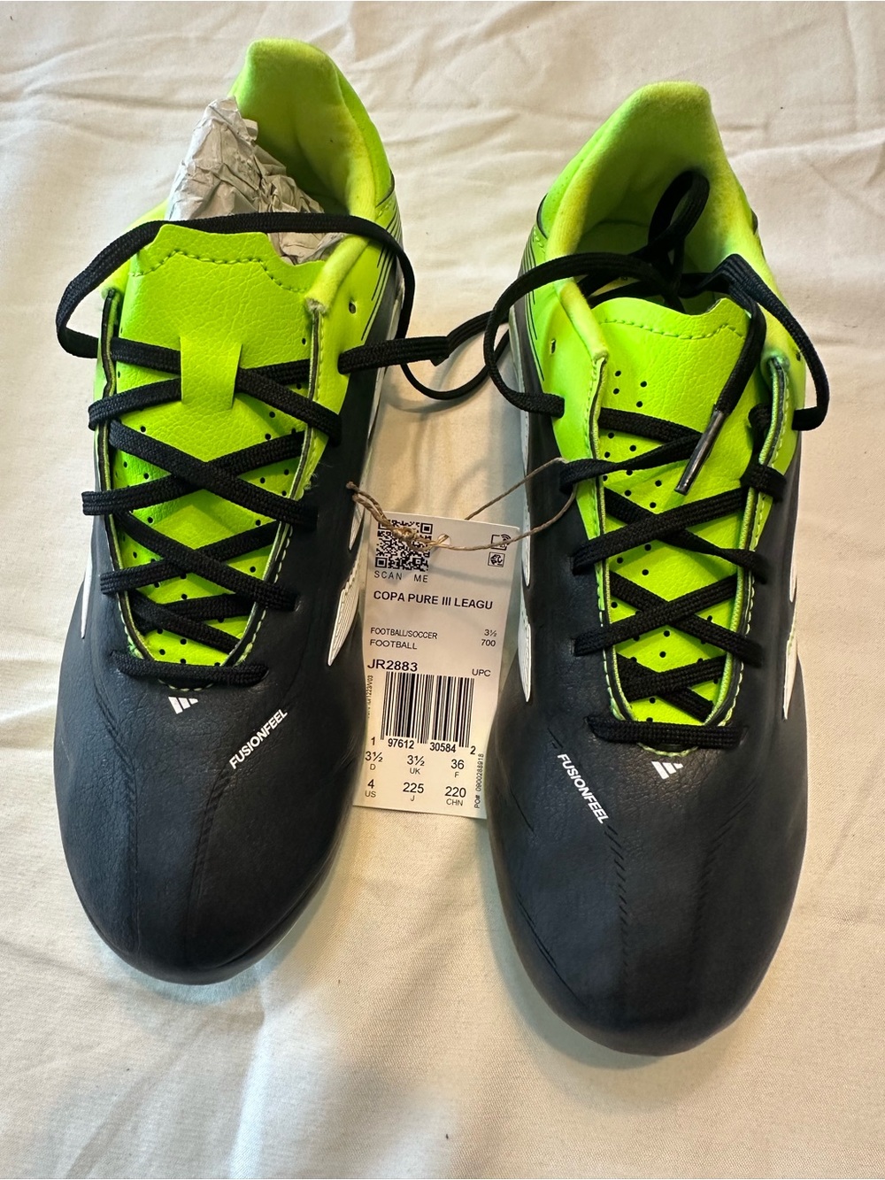 adidas Kids Copa Pure III League Soccer Cleats — Black / Neon Green